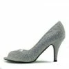 Kickfootwear Minnie Sparkle Peep Toe Kitten Heels - Silver