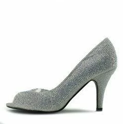 Kickfootwear Minnie Sparkle Peep Toe Kitten Heels - Silver