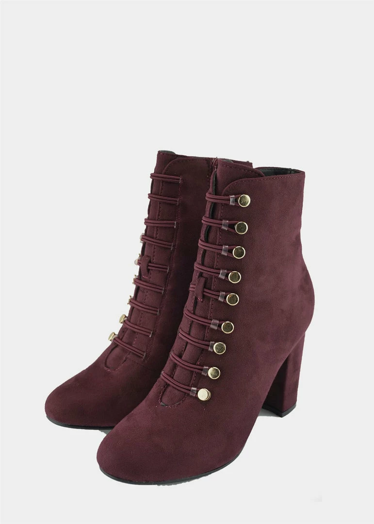 Kickfootwear Lucia Vintage Gold Button Boots - Burgundy 4 Kickfootwear Lucia Vintage Gold Button Boots - Burgundy