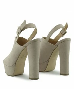Kickfootwear WOMENS Platform Peep Toe Mules - Beige