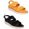 KICK FOOTWEAR Leather Chunky Wide Strap Sandals - Black - Yellow