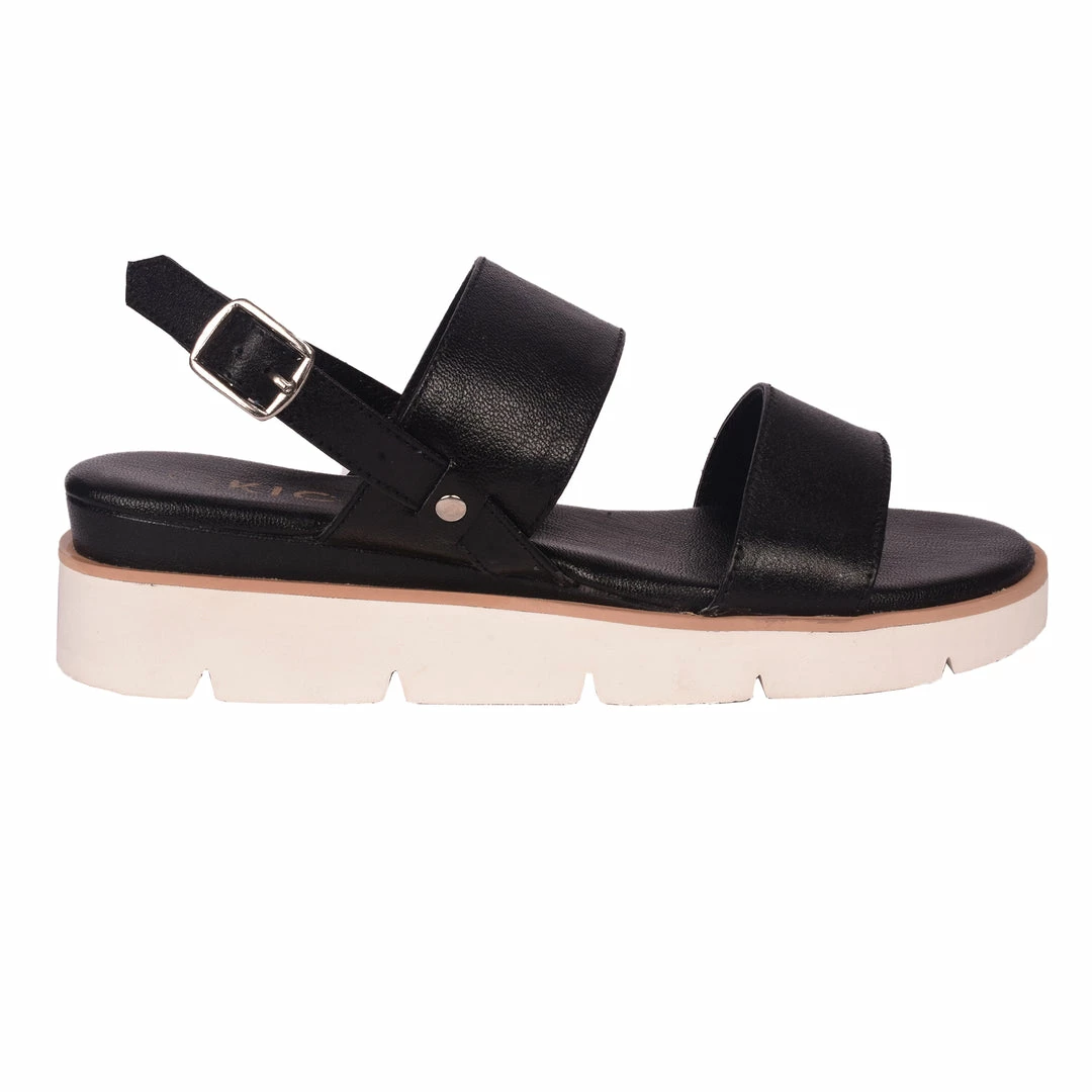 KICK FOOTWEAR Leather Chunky Wide Strap Sandals - Black - Yellow 4 KICK FOOTWEAR Leather Chunky Wide Strap Sandals - Black - Yellow