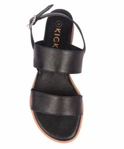 KICK FOOTWEAR Leather Chunky Wide Strap Sandals - Black - Yellow 19 KICK FOOTWEAR Leather Chunky Wide Strap Sandals - Black - Yellow