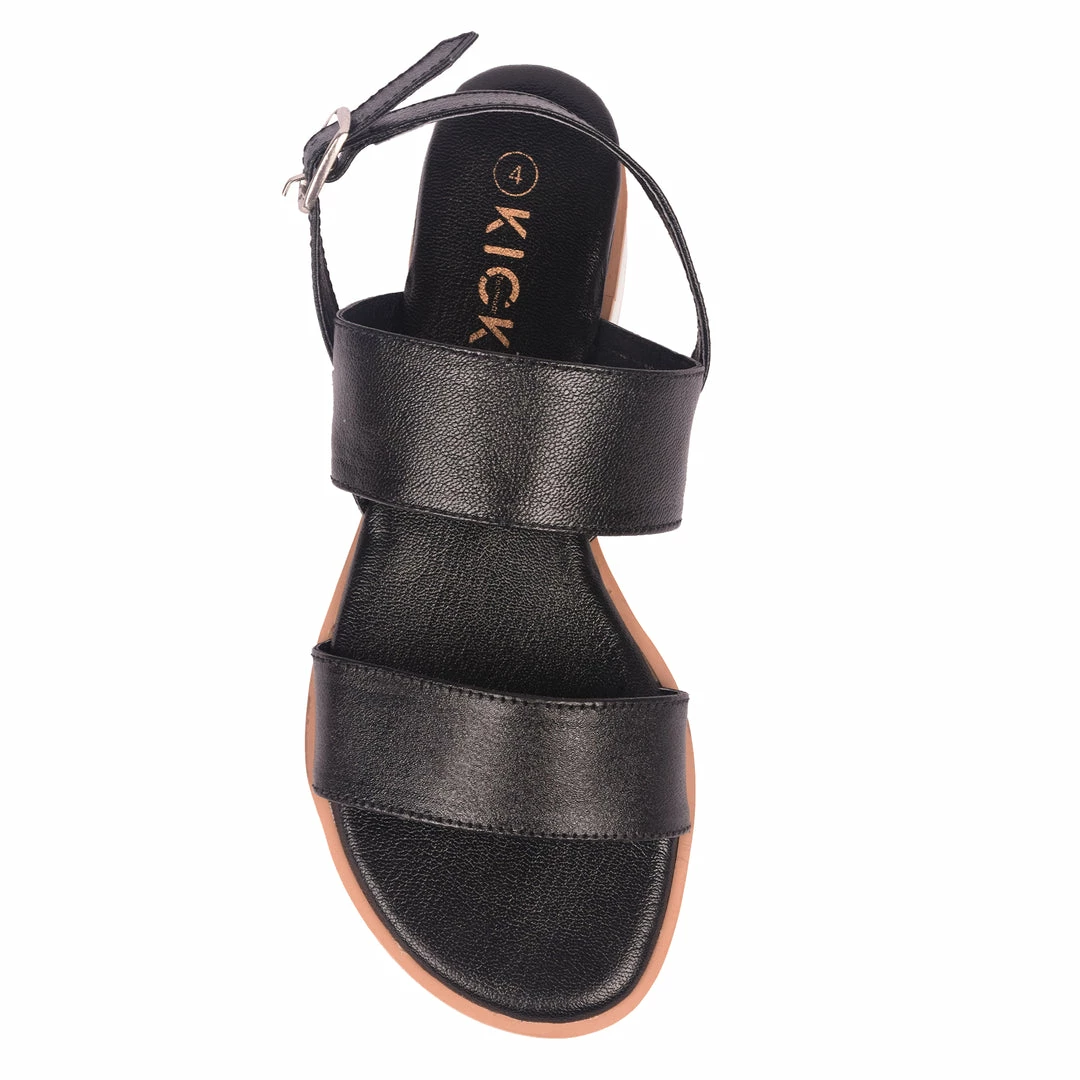 KICK FOOTWEAR Leather Chunky Wide Strap Sandals - Black - Yellow 7 KICK FOOTWEAR Leather Chunky Wide Strap Sandals - Black - Yellow