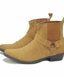 Kickfootwear Wilson Suede Western Cowboy Ankle Boots- Tan Suede MENS