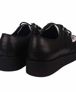 KICK FOOTWEAR Mens Rebel Black & White Leather Creepers