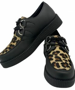 KICK FOOTWEAR Mens Rebel Leopard Print Leather Creepers 9 KICK FOOTWEAR Mens Rebel Leopard Print Leather Creepers