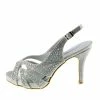 Kickfootwear WOMENS Mid Peep Toe Glamour Slingback Sandals - Silver