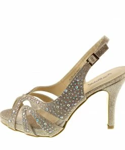 Kickfootwear Mid Peep Toe Glamour Slingback Sandals - Gold WOMENS