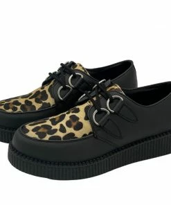 KICK FOOTWEAR Mens Rebel Leopard Print Leather Creepers