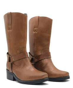 Kickfootwear WOMENS Women's Long Brown Leather Biker Boots