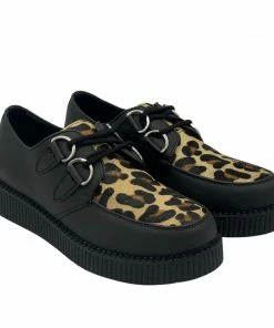KICK FOOTWEAR Mens Rebel Leopard Print Leather Creepers