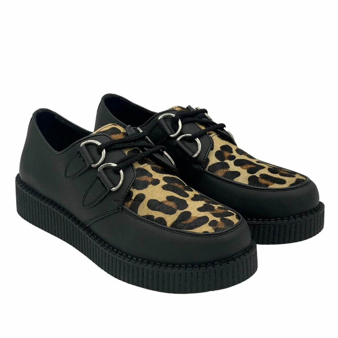 KICK FOOTWEAR Mens Rebel Leopard Print Leather Creepers 2 KICK FOOTWEAR Mens Rebel Leopard Print Leather Creepers