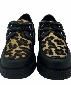 KICK FOOTWEAR Mens Rebel Leopard Print Leather Creepers 12 KICK FOOTWEAR Mens Rebel Leopard Print Leather Creepers