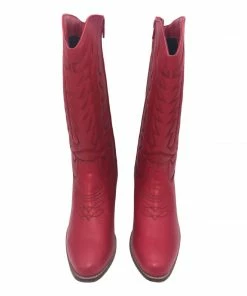 Kickfootwear Belle Faux Leather Western Cowboy Boots - Red