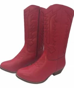 Kickfootwear Belle Faux Leather Western Cowboy Boots - Red