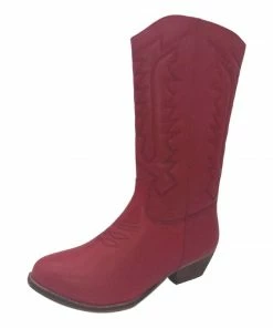 Kickfootwear Belle Faux Leather Western Cowboy Boots - Red