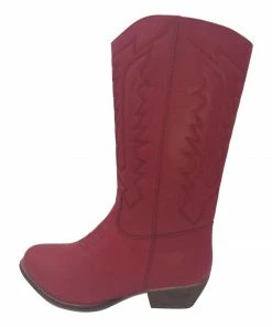 Kickfootwear Belle Faux Leather Western Cowboy Boots - Red