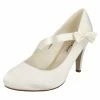 Kickfootwear Bow Round Toe Bridal Shoes - Ivory Satin