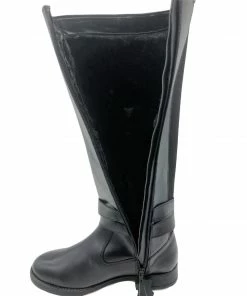 Kickfootwear Black Leather Fur Lined Long Boots