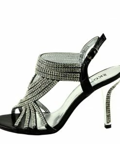 Kickfootwear Broadway Strappy Diamante Sandals - Black WOMENS