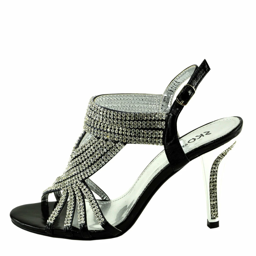 Kickfootwear Broadway Strappy Diamante Sandals - Black WOMENS 1 Kickfootwear Broadway Strappy Diamante Sandals - Black WOMENS