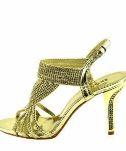 Kickfootwear Heeled Strappy Diamante Sandals - Gold