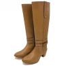 Kickfootwear WOMENS Western Long Leather Tan Elastic Boots