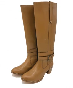 Kickfootwear WOMENS Western Long Leather Tan Elastic Boots