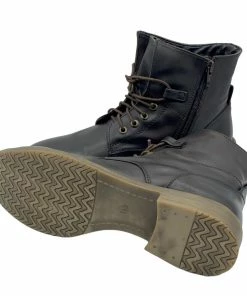 Kickfootwear Park Combat Ankle Lace Up Flat Boots - Brown WOMENS