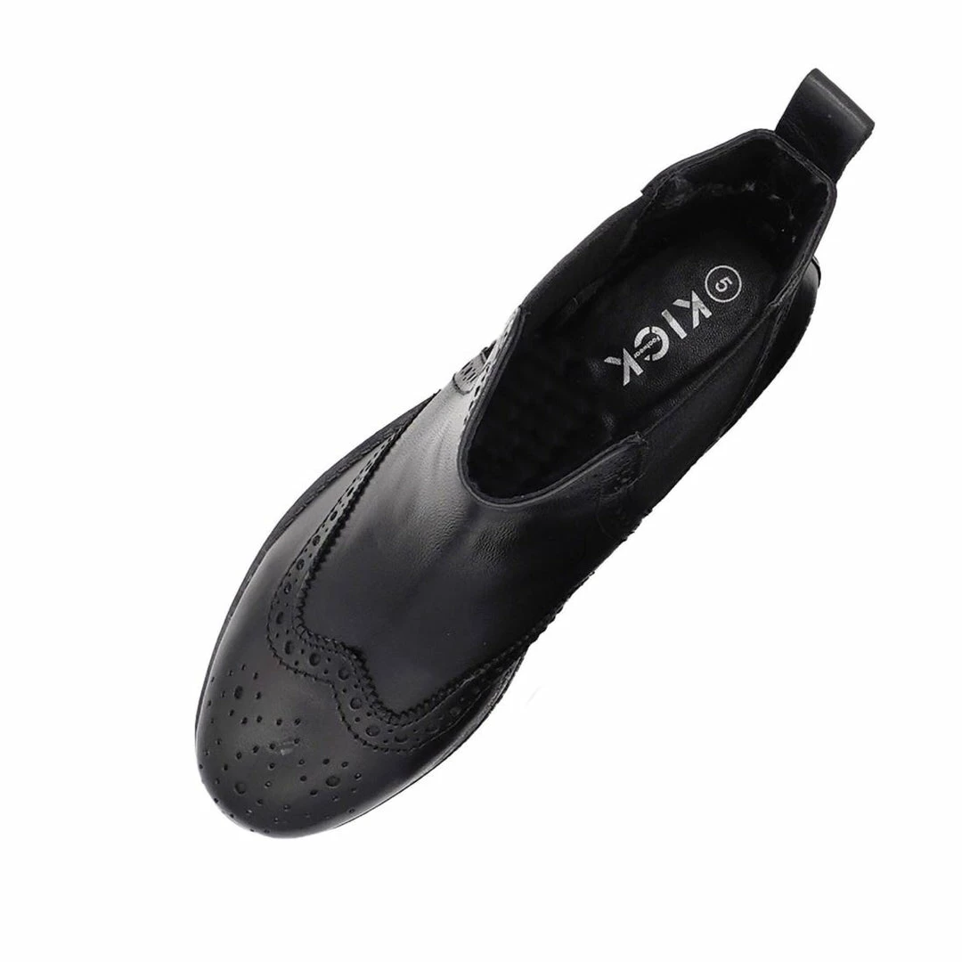 KICK FOOTWEAR Eve Black Leather Chelsea Brogue Ankle Boots - 1001 3 KICK FOOTWEAR Eve Black Leather Chelsea Brogue Ankle Boots - 1001