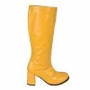 Kickfootwear Ladies Knee High 60's Block Heel Boots - Yellow