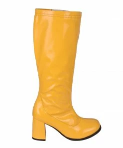 Kickfootwear Ladies Knee High 60's Block Heel Boots - Yellow