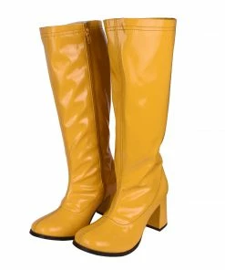 Kickfootwear Ladies Knee High 60's Block Heel Boots - Yellow