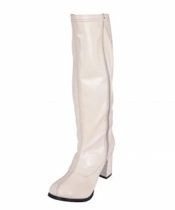 Kickfootwear Betty Block Heel Retro Boots - White WOMENS 7 Kickfootwear Betty Block Heel Retro Boots - White WOMENS
