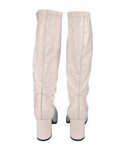 Kickfootwear Betty Block Heel Retro Boots - White WOMENS 8 Kickfootwear Betty Block Heel Retro Boots - White WOMENS