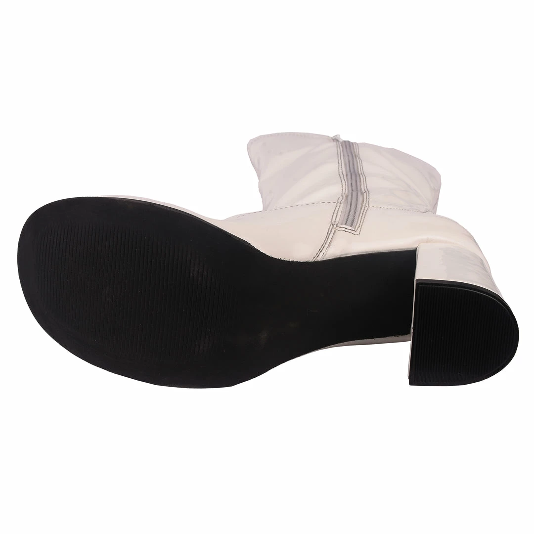 Kickfootwear Betty Block Heel Retro Boots - White WOMENS 5 Kickfootwear Betty Block Heel Retro Boots - White WOMENS