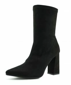 Kickfootwear WOMENS Porter Retro Block Heel Sock Boots - Black