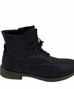 Kickfootwear Park Combat Ankle Lace Up Flat Boots - Brown WOMENS