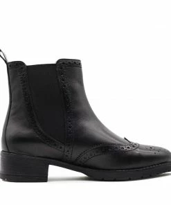 KICK FOOTWEAR Eve Black Leather Chelsea Brogue Ankle Boots - 1001 10 KICK FOOTWEAR Eve Black Leather Chelsea Brogue Ankle Boots - 1001