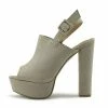 Kickfootwear WOMENS Platform Peep Toe Mules - Beige