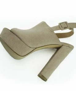 Kickfootwear WOMENS Platform Peep Toe Mules - Beige