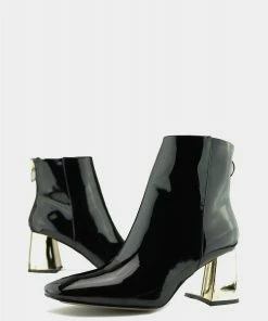 Kickfootwear Farrow 60's Metallic Block Heel Boots - Black WOMENS