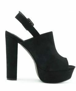 Kickfootwear WOMENS Platform Peep Toe Mules - Black 12 Kickfootwear WOMENS Platform Peep Toe Mules - Black