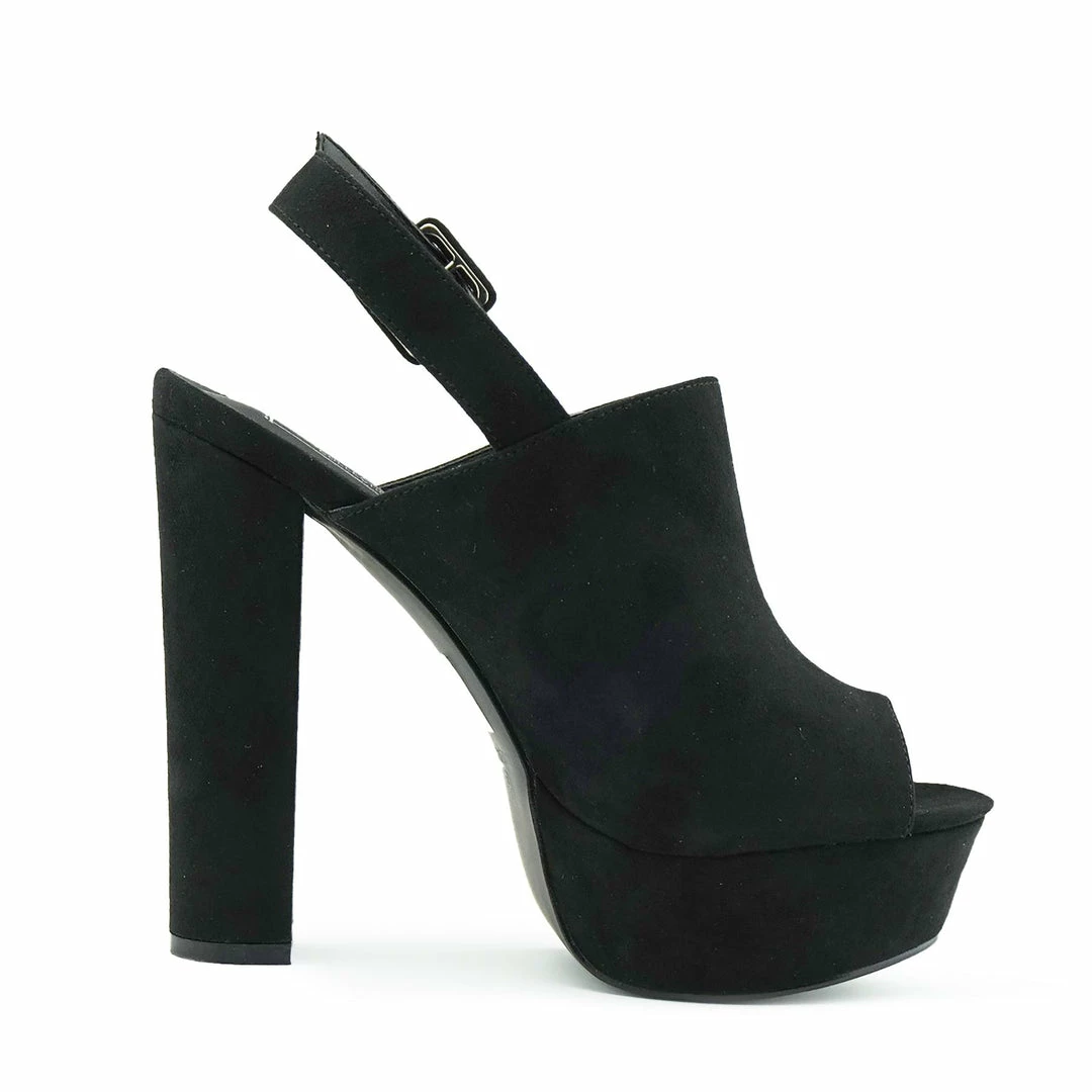 Kickfootwear WOMENS Platform Peep Toe Mules - Black 6 Kickfootwear WOMENS Platform Peep Toe Mules - Black