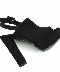 Kickfootwear WOMENS Platform Peep Toe Mules - Black