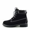 Kickfootwear WOMENS Brecon Chunky Sole Combat Boots - Black With Fur