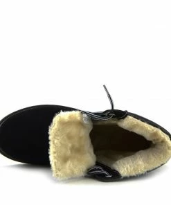 Kickfootwear WOMENS Brecon Chunky Sole Combat Boots - Black With Fur