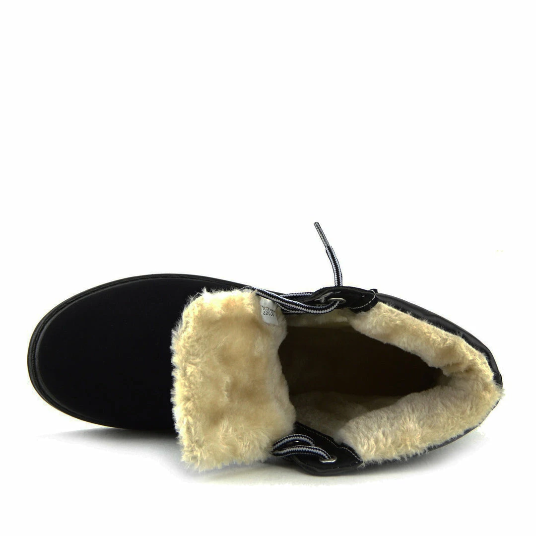 Kickfootwear WOMENS Brecon Chunky Sole Combat Boots - Black With Fur 2 Kickfootwear WOMENS Brecon Chunky Sole Combat Boots - Black With Fur