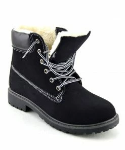 Kickfootwear WOMENS Brecon Chunky Sole Combat Boots - Black With Fur 7 Kickfootwear WOMENS Brecon Chunky Sole Combat Boots - Black With Fur